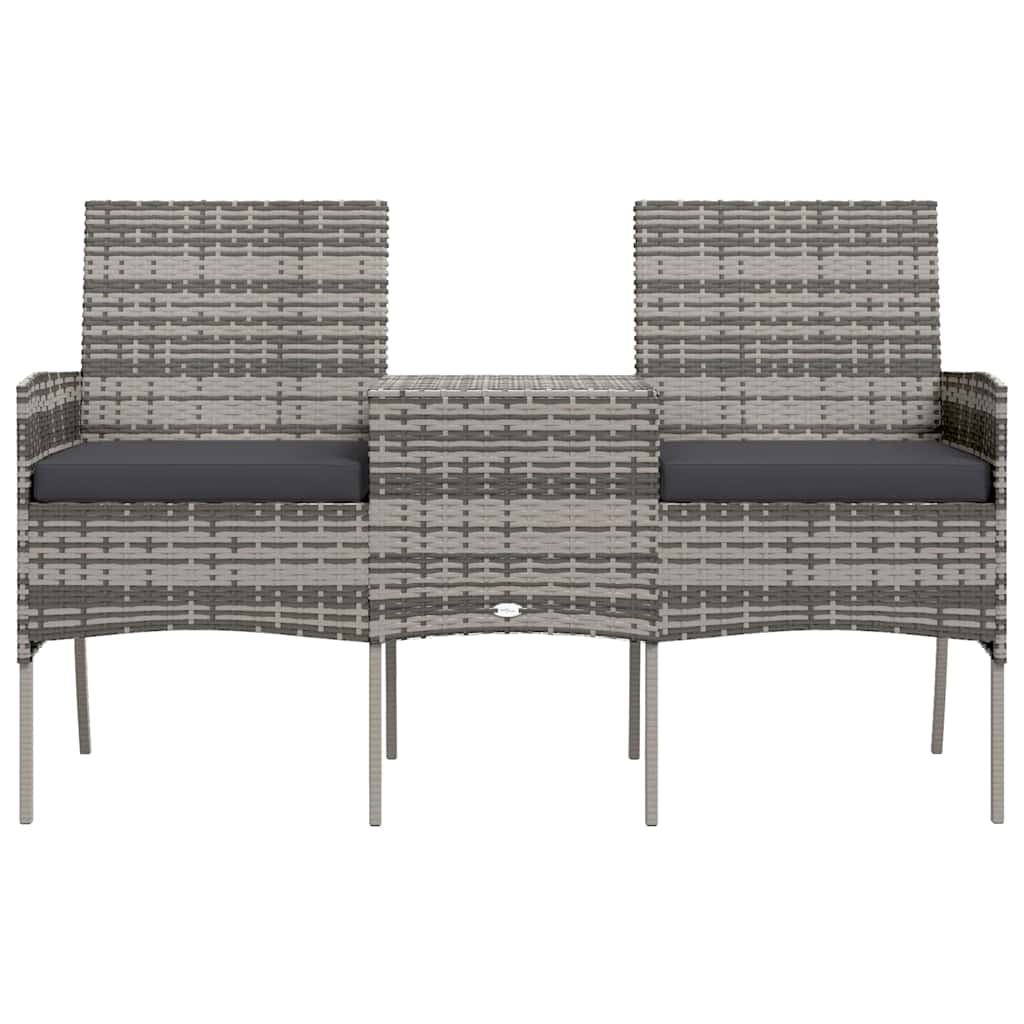 vidaXL 2-osobowa sofa ogrodowa ze stolikiem, polirattan, antracytowa