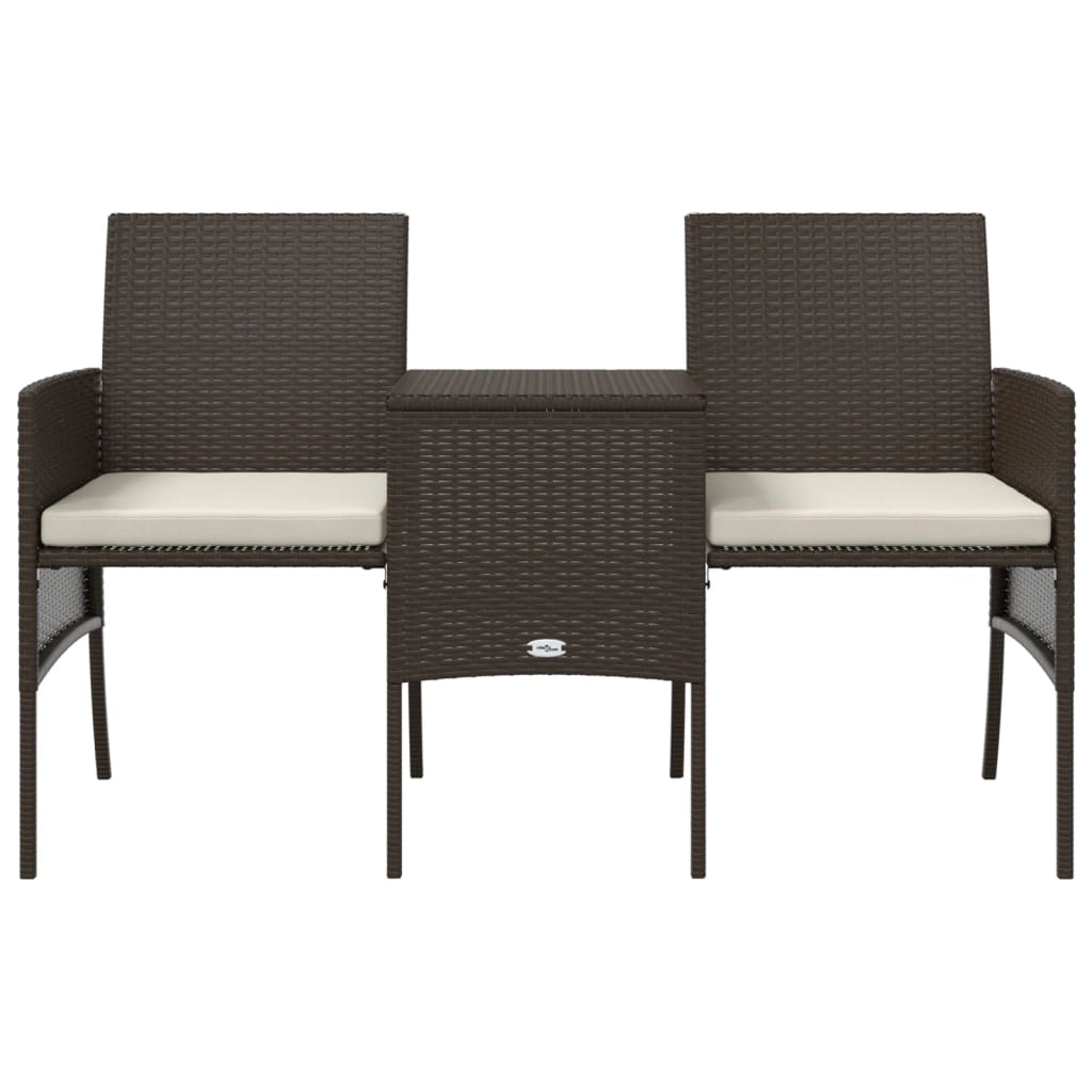 vidaXL 2-os. sofa ogrodowa ze stolikiem i stołkami, brąz, polirattan
