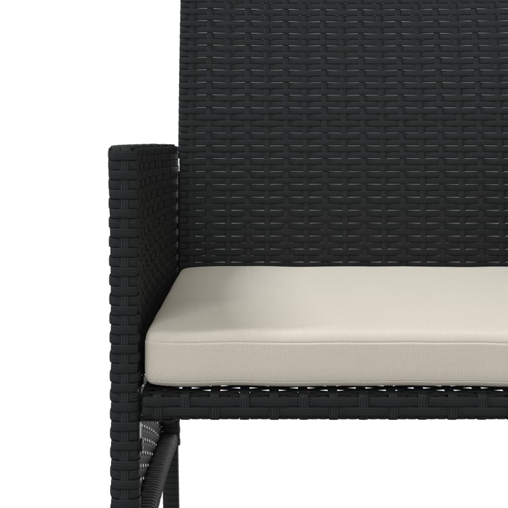 vidaXL 2-os. sofa ogrodowa ze stolikiem i stołkami, czarna, polirattan
