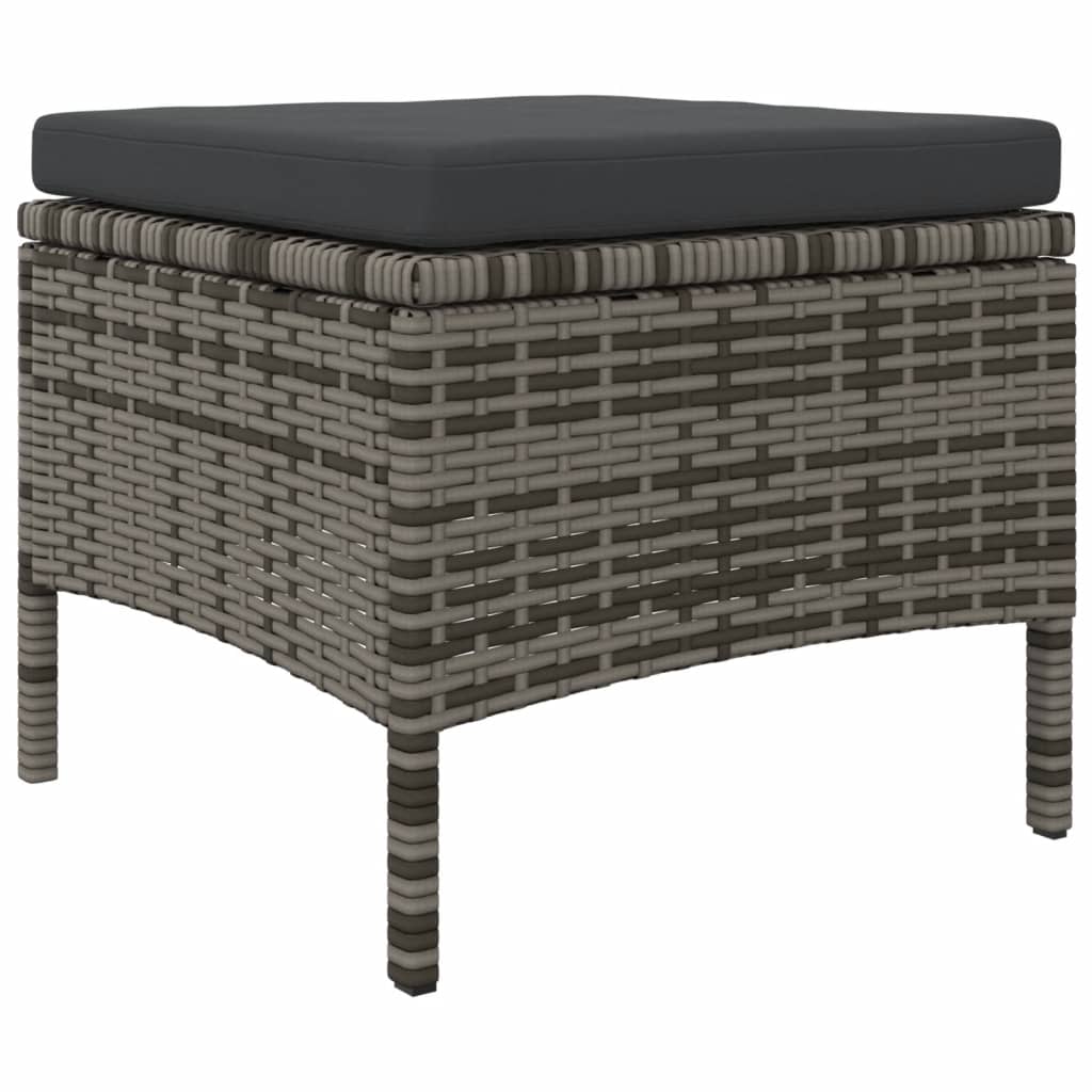 vidaXL 2-os. sofa ogrodowa ze stolikiem i stołkami, szara, polirattan