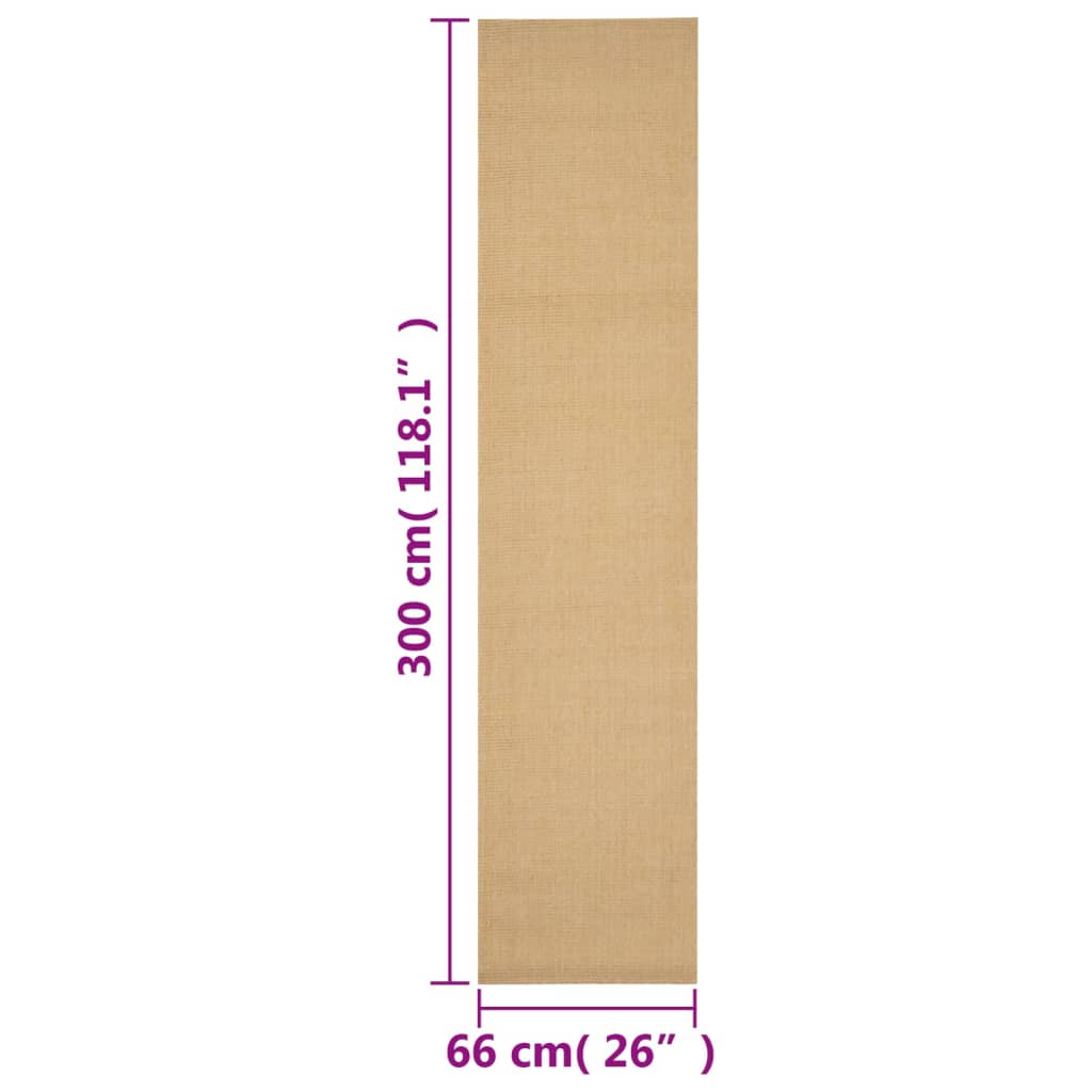 vidaXL Dywanik, naturalny sizal, 66x300 cm