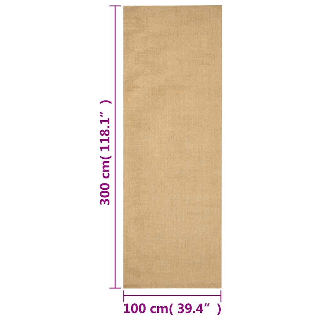 vidaXL Dywanik, naturalny sizal, 100x300 cm