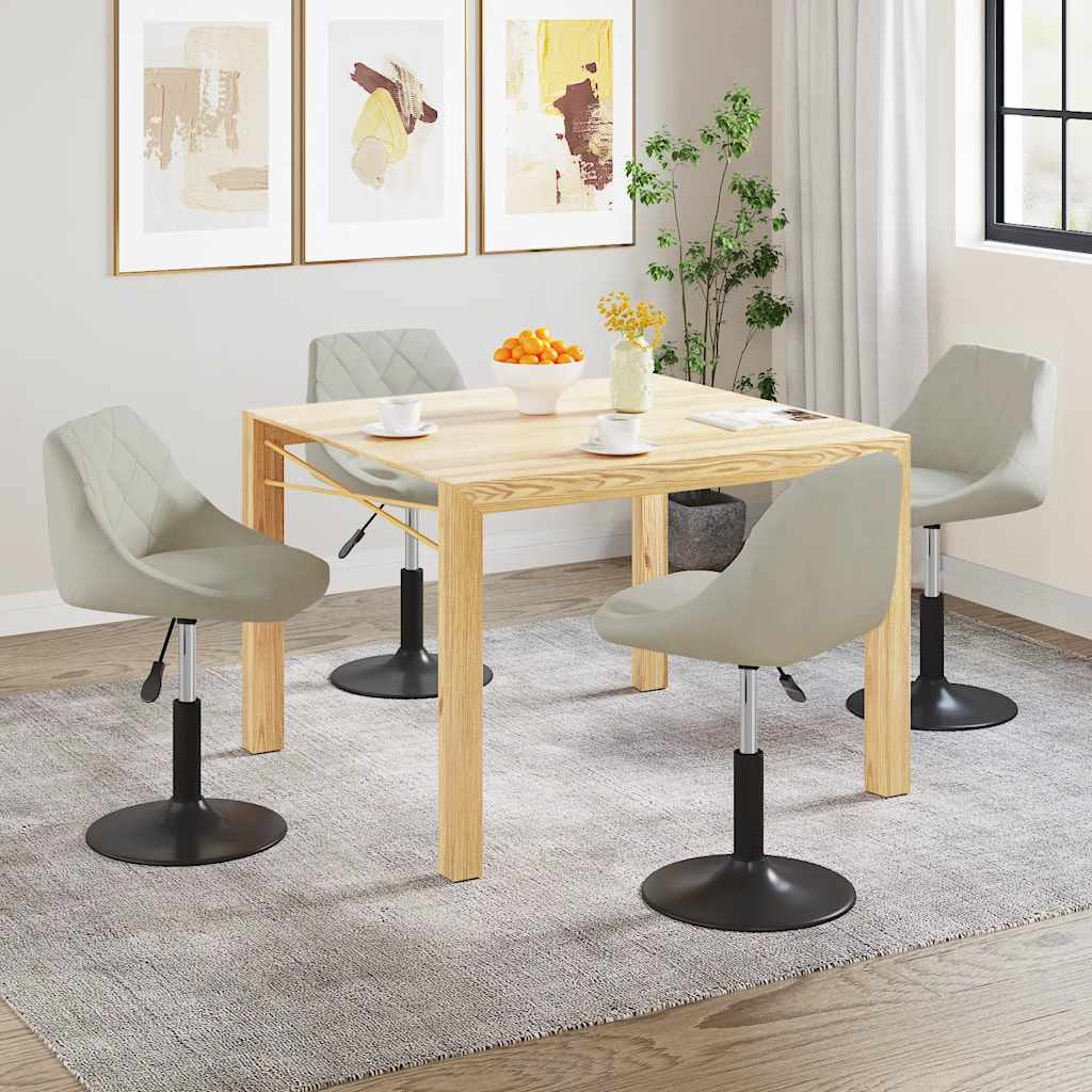 vidaXL Obrotowe krzesła stołowe, 4 szt., kremowe, obite aksamitem