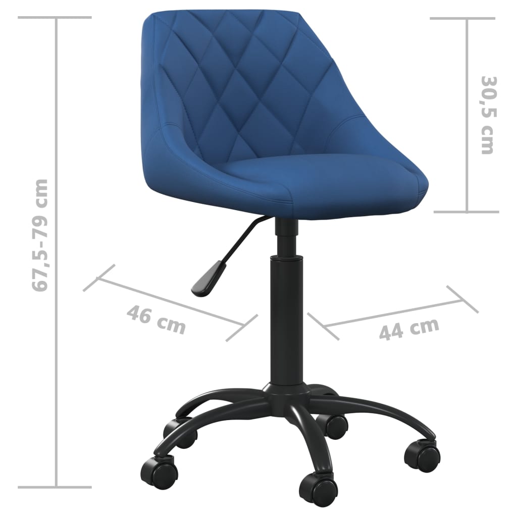 vidaXL Krzesło biurowe, niebieskie, obite aksamitem