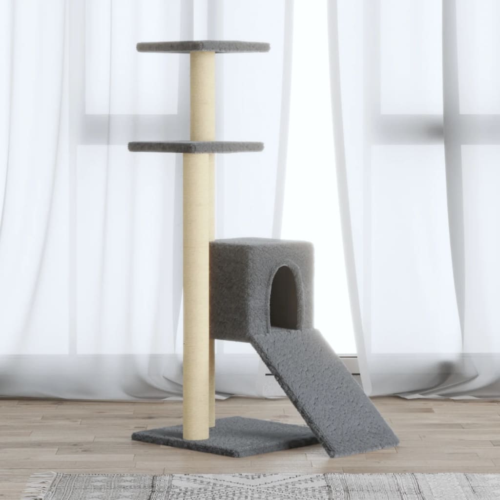 vidaXL Drapak dla kota ze słupkami sizalowymi, jasnoszary, 92 cm