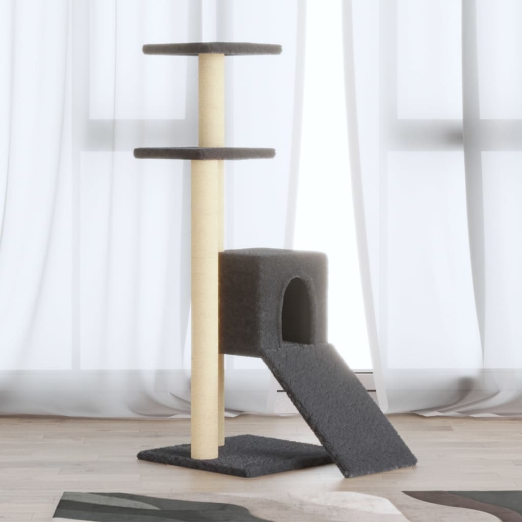 vidaXL Drapak dla kota z sizalowymi słupkami, ciemnoszary, 92 cm