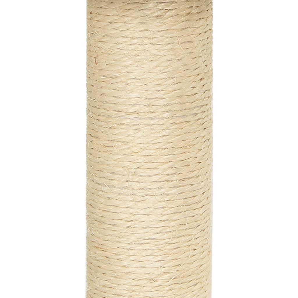 vidaXL Drapak dla kota ze słupkami sizalowymi, kremowy, 155 cm