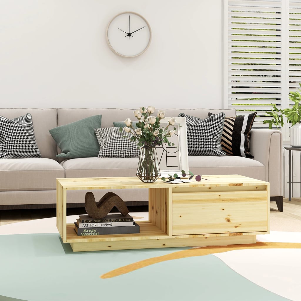 vidaXL Stolik kawowy, 110x50x33,5 cm, drewno jodłowe
