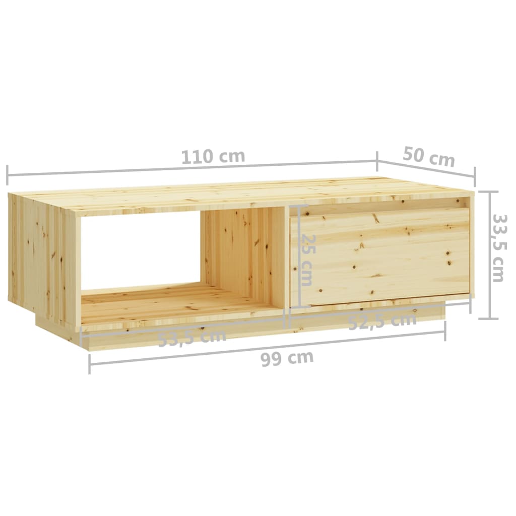 vidaXL Stolik kawowy, 110x50x33,5 cm, drewno jodłowe