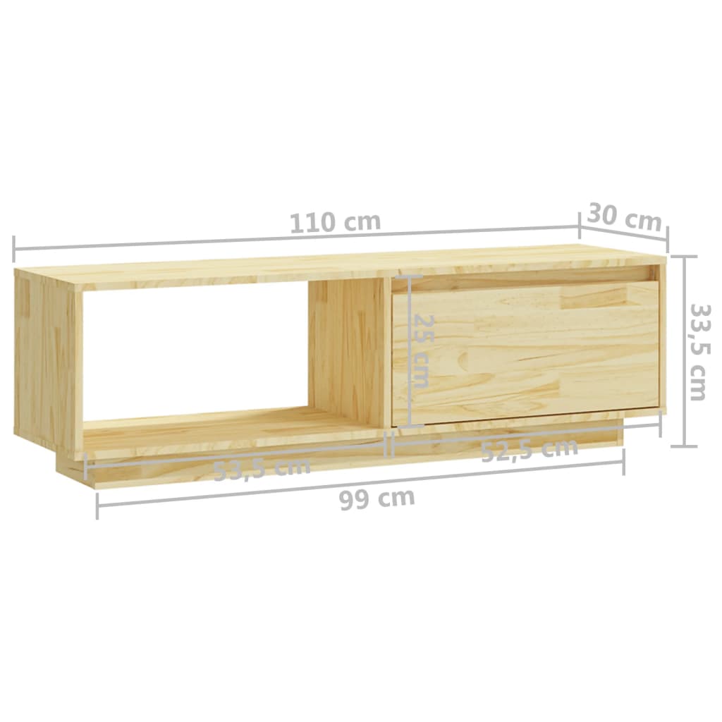 vidaXL Szafka pod telewizor, 110x30x33,5 cm, lite drewno sosnowe