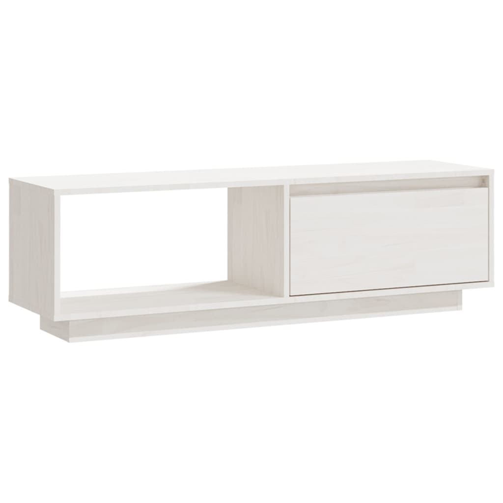 vidaXL Szafka pod telewizor, biała 110x30x33,5 cm, lite drewno sosnowe