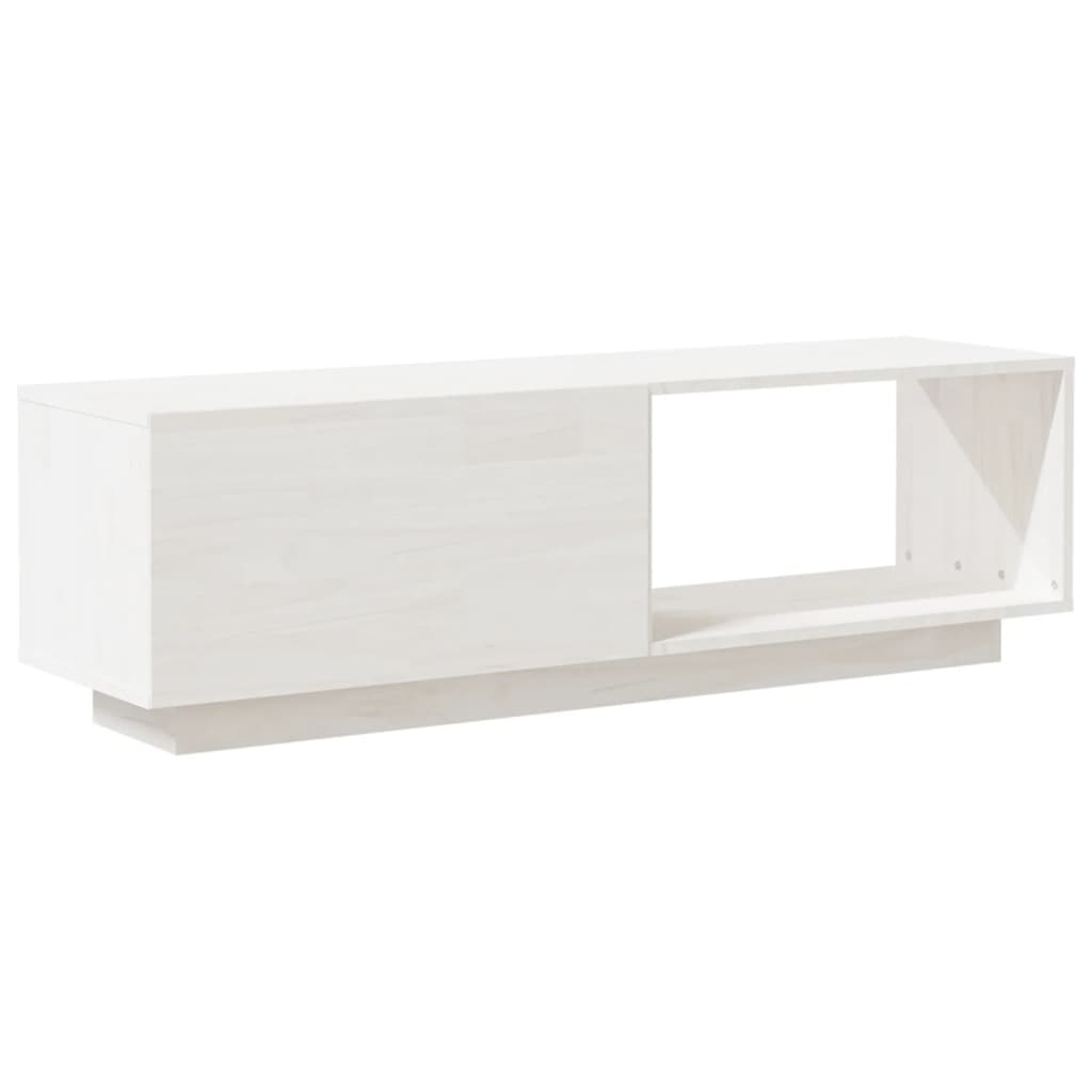 vidaXL Szafka pod telewizor, biała 110x30x33,5 cm, lite drewno sosnowe
