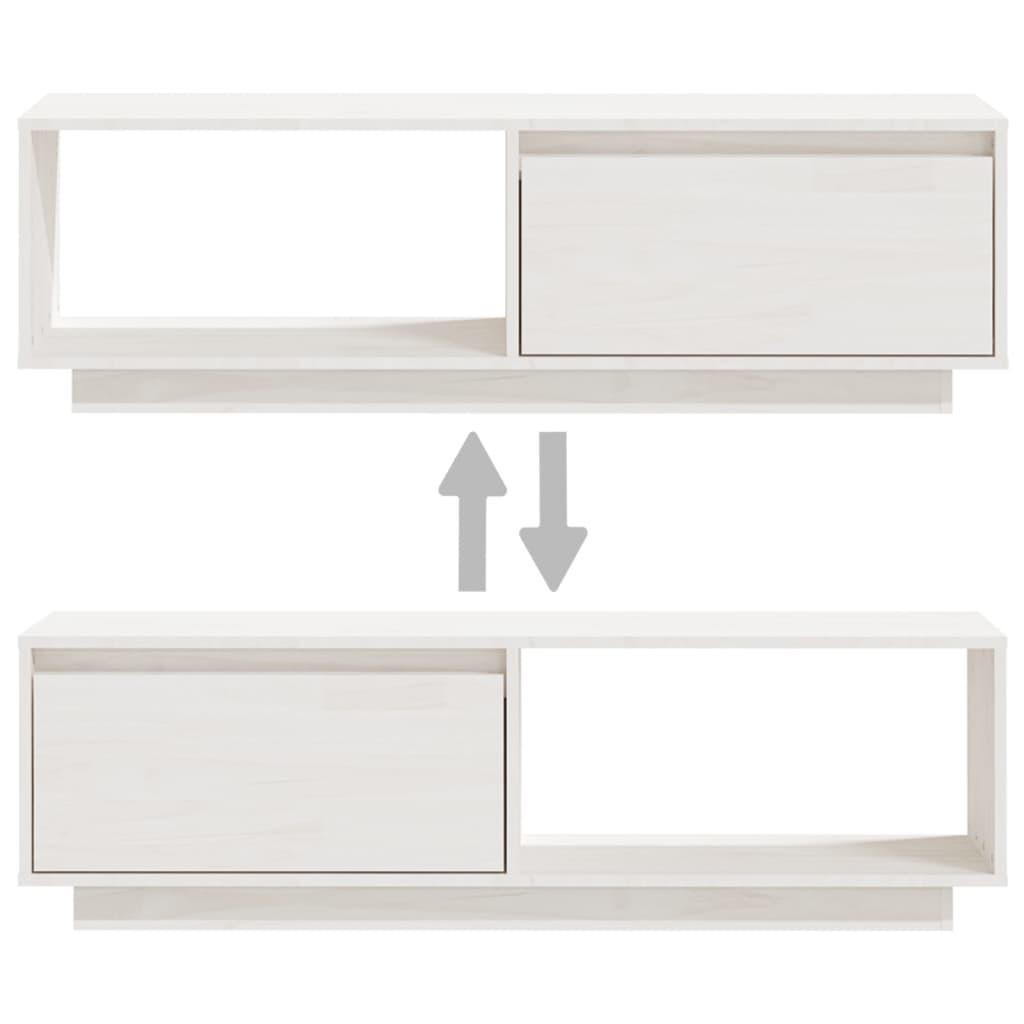 vidaXL Szafka pod telewizor, biała 110x30x33,5 cm, lite drewno sosnowe