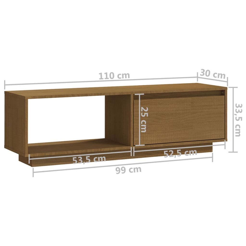vidaXL Szafka pod TV, miodowy brąz, 110x30x33,5 cm, drewno sosnowe