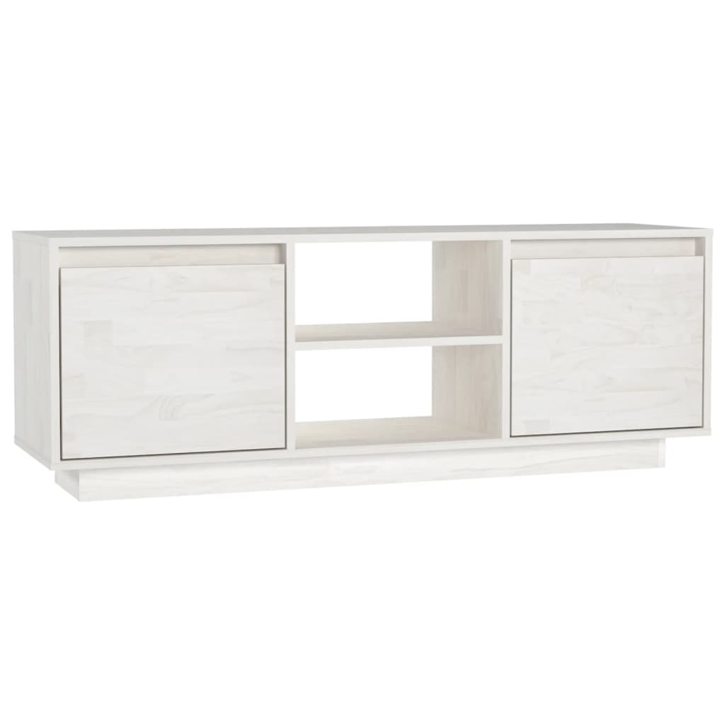 vidaXL Szafka pod telewizor, biała, 110x30x40 cm, lite drewno sosnowe