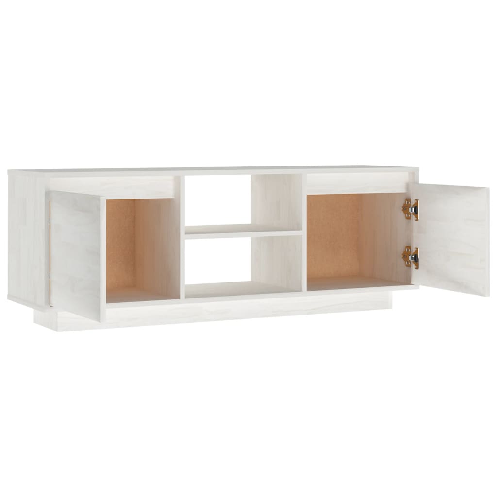 vidaXL Szafka pod telewizor, biała, 110x30x40 cm, lite drewno sosnowe