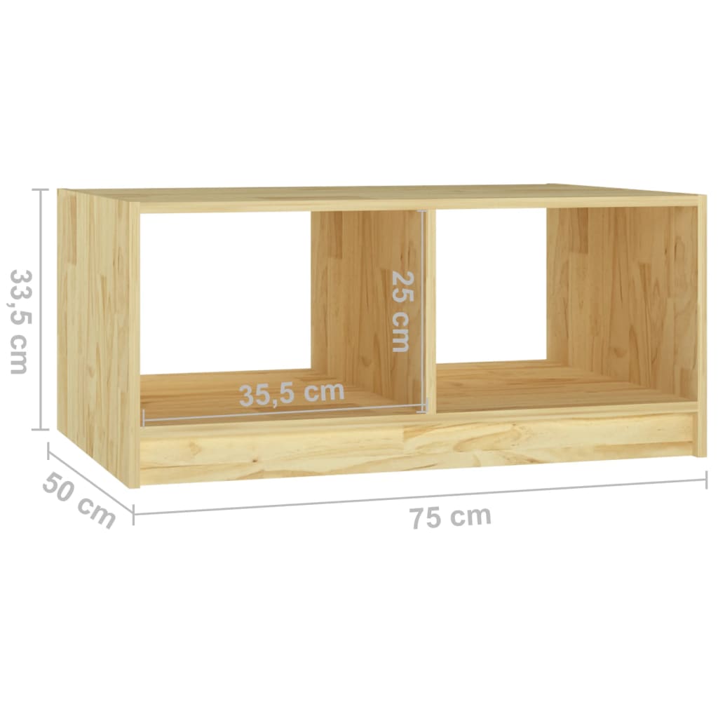 vidaXL Stolik kawowy, 75x50x33,5 cm, lite drewno sosnowe