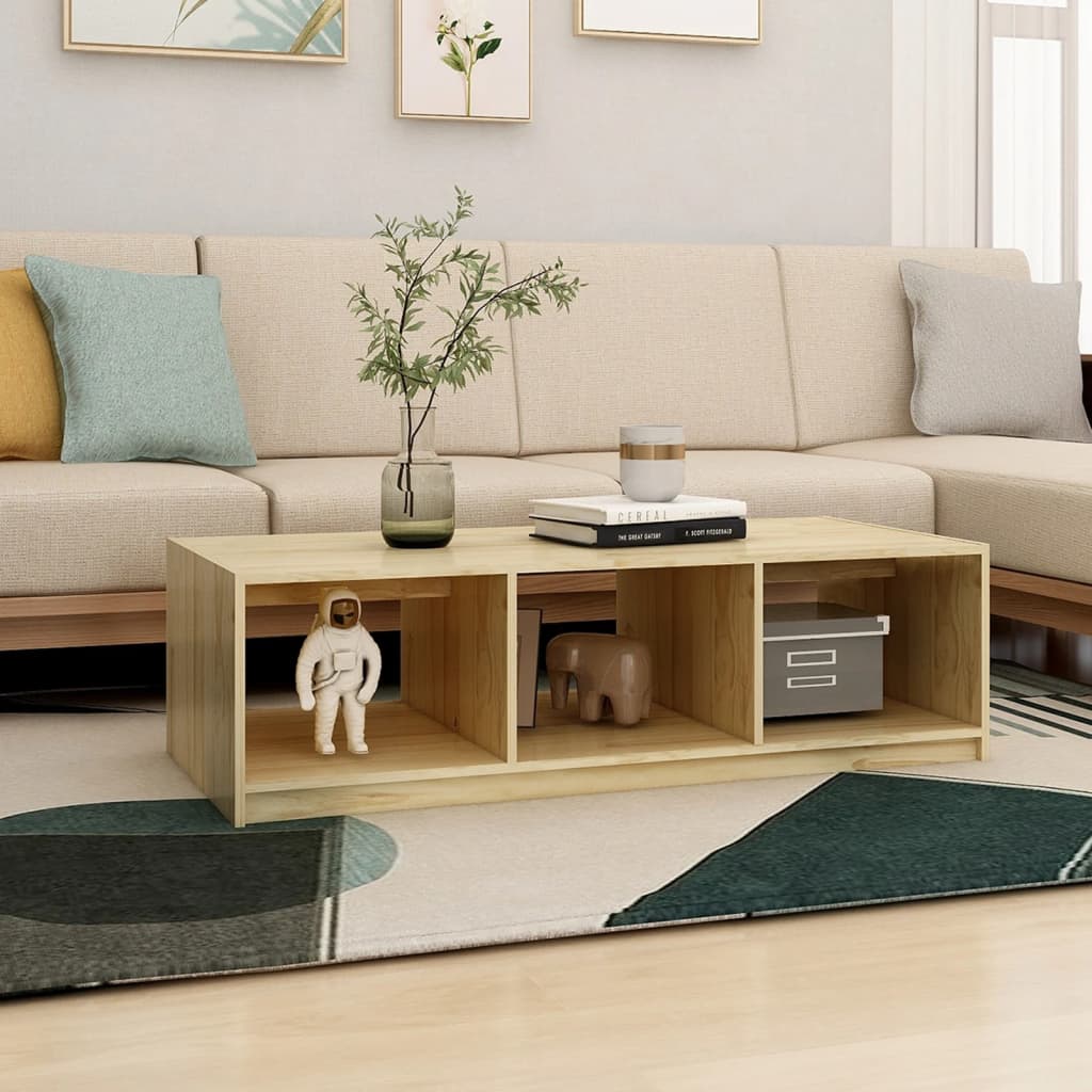 vidaXL Stolik kawowy, 110x50x34 cm, lite drewno sosnowe