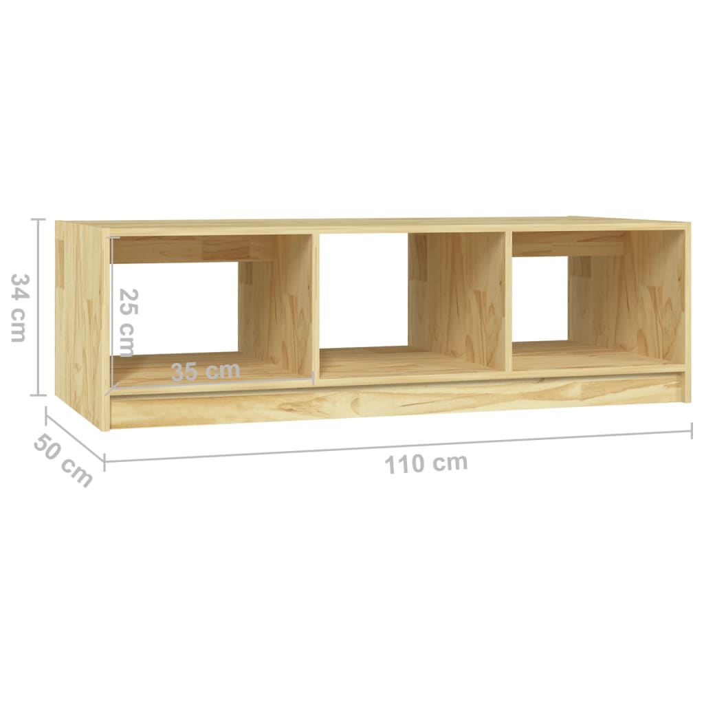 vidaXL Stolik kawowy, 110x50x34 cm, lite drewno sosnowe