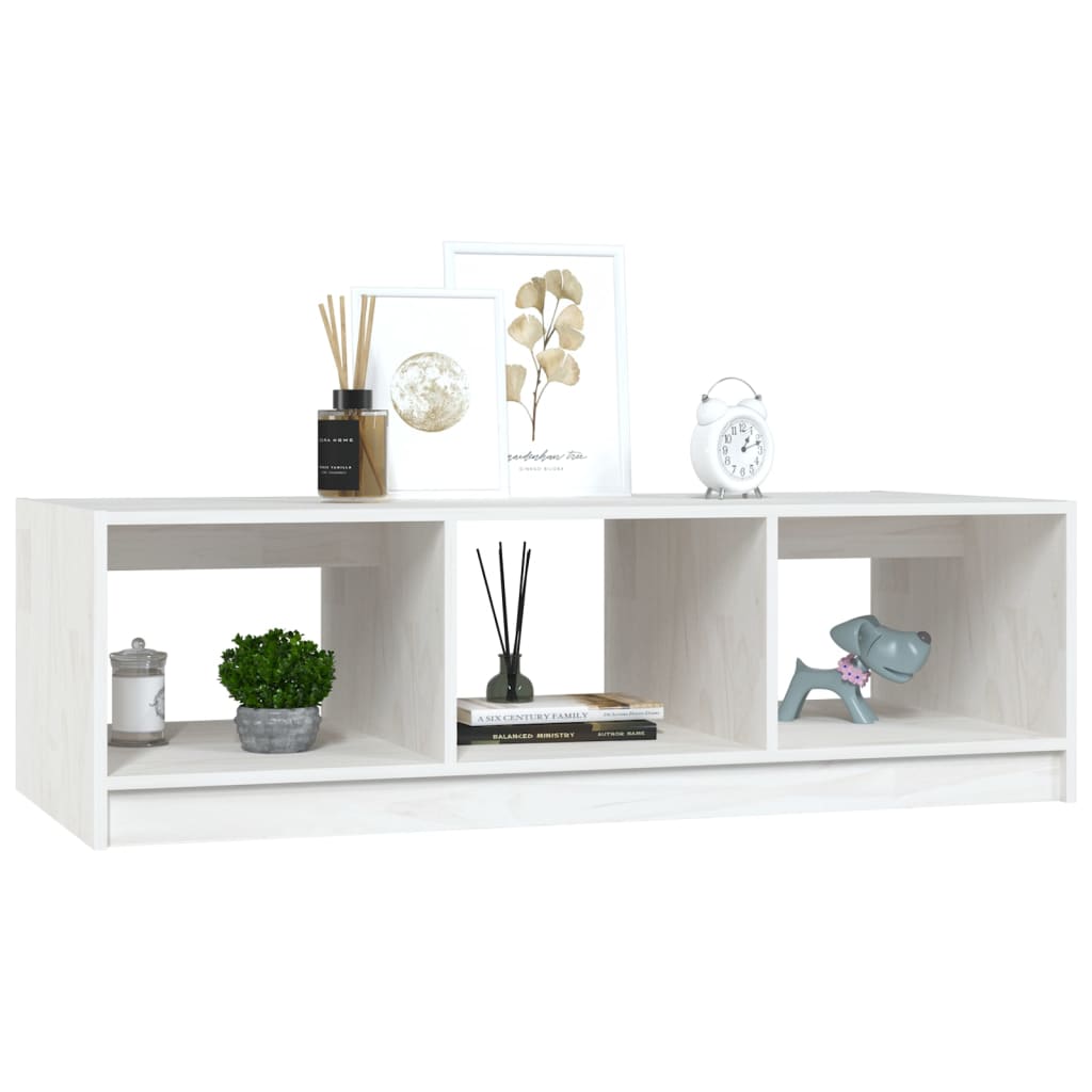 vidaXL Stolik kawowy, biały, 110x50x34 cm, lite drewno sosnowe