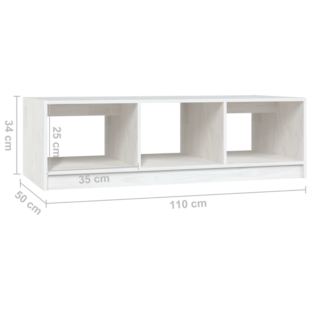 vidaXL Stolik kawowy, biały, 110x50x34 cm, lite drewno sosnowe