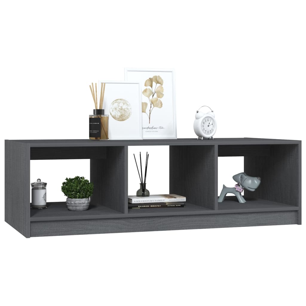 vidaXL Stolik kawowy, szary, 110x50x34 cm, lite drewno sosnowe