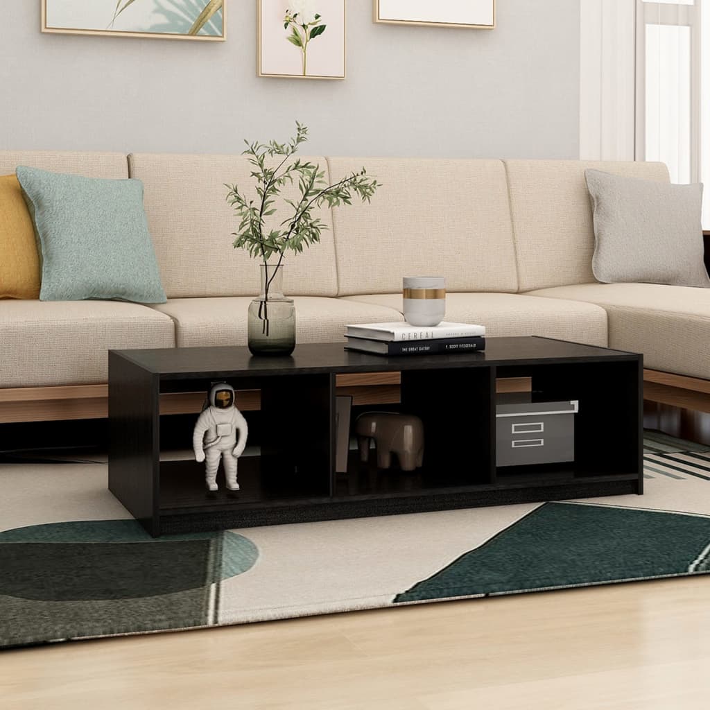 vidaXL Stolik kawowy, czarny, 110x50x34 cm, lite drewno sosnowe
