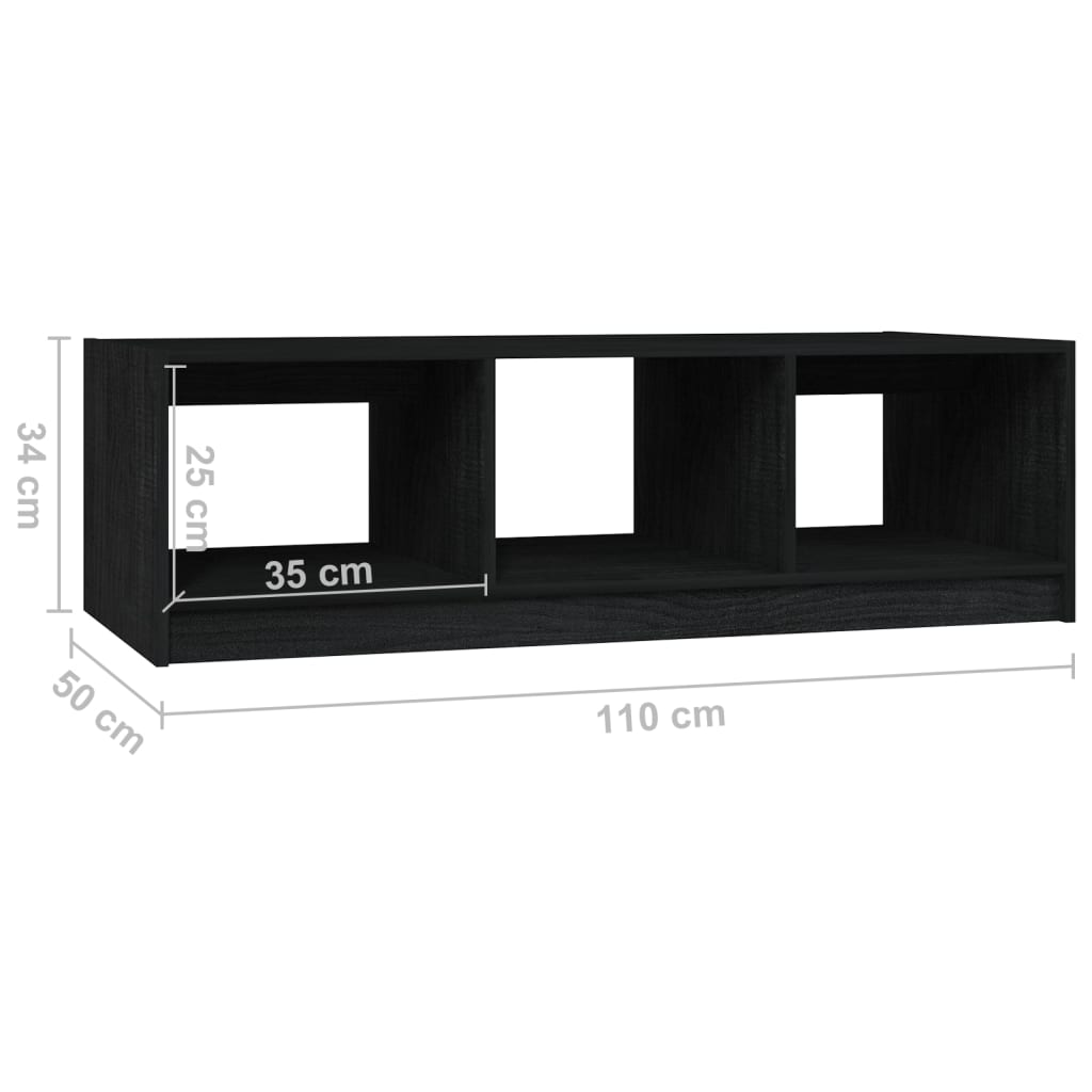 vidaXL Stolik kawowy, czarny, 110x50x34 cm, lite drewno sosnowe