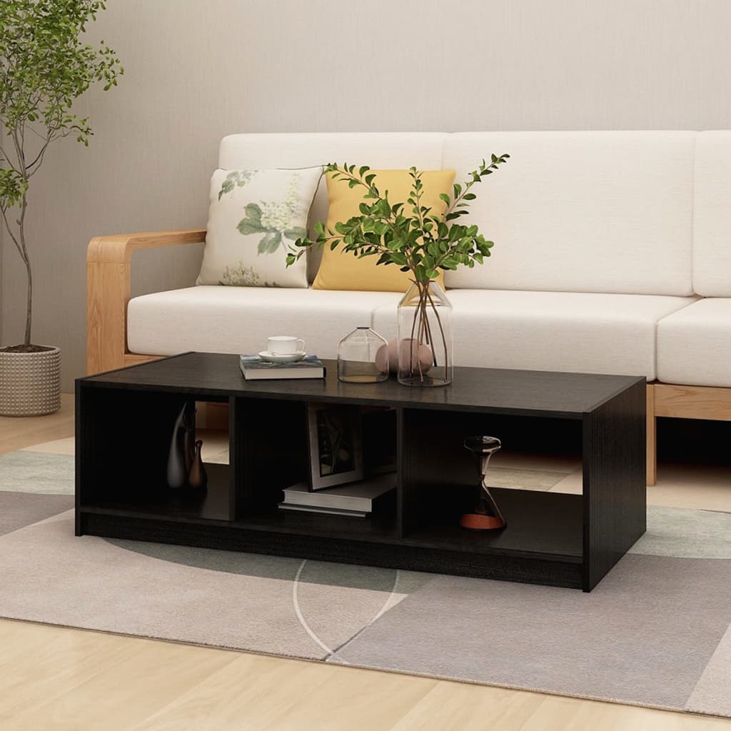 vidaXL Stolik kawowy, czarny, 110x50x34 cm, lite drewno sosnowe