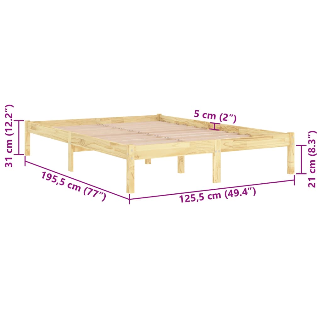 vidaXL Rama łóżka, lite drewno, 120x190 cm, podwójna
