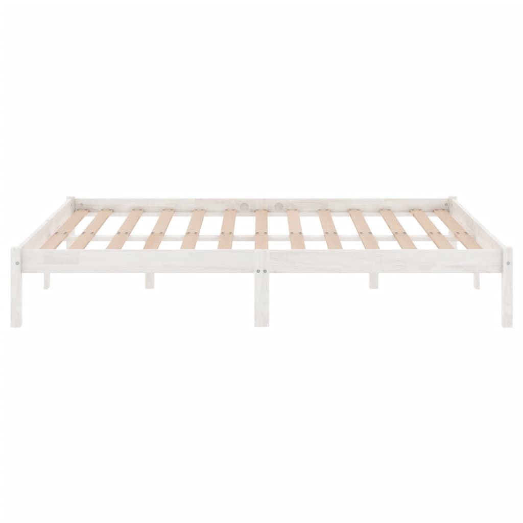vidaXL Rama łóżka, biała, lite drewno, 135x190 cm, podwójna