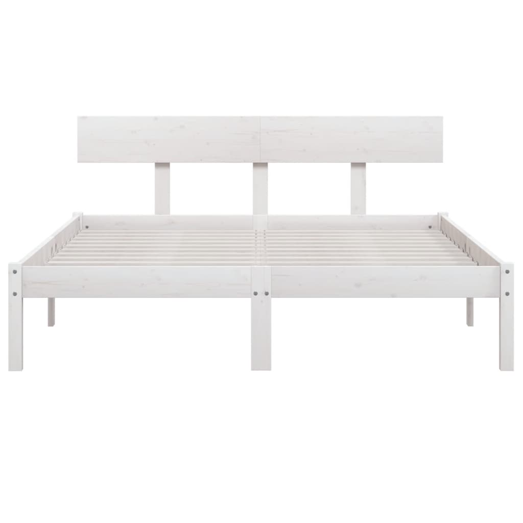 vidaXL Rama łóżka, biała, lite drewno sosnowe, 135x190 cm, podwójna