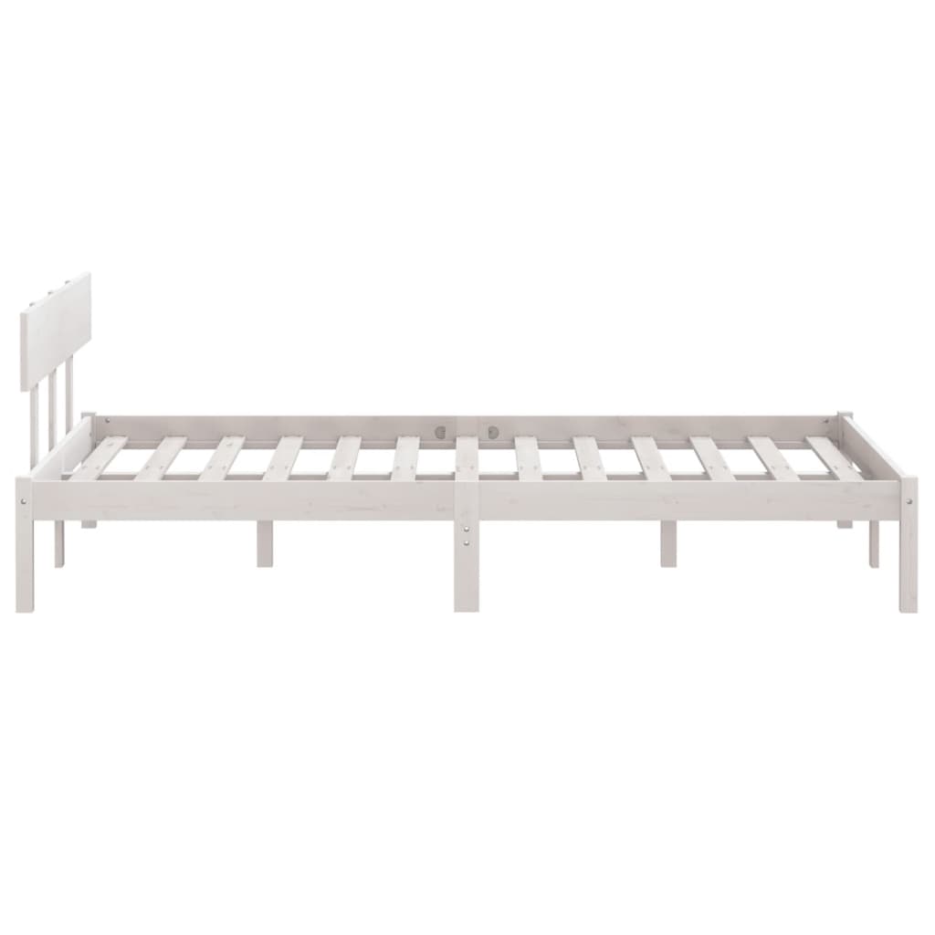 vidaXL Rama łóżka, biała, lite drewno sosnowe, 135x190 cm, podwójna