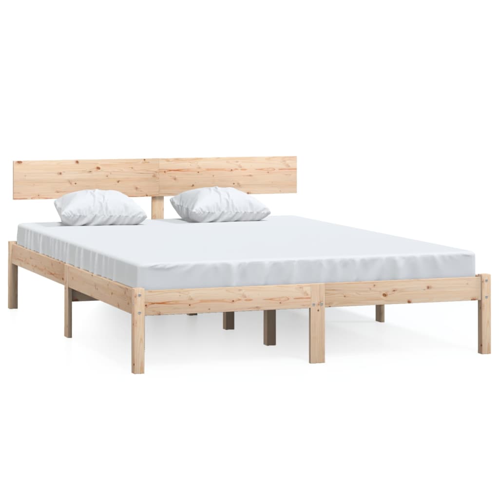 vidaXL Rama łóżka z litego drewna sosnowego, 140 x 190 cm