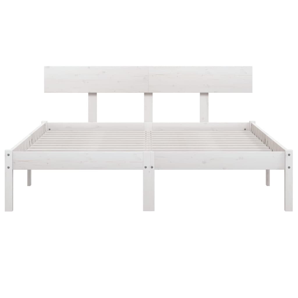 vidaXL Rama łóżka, biała, lite drewno sosnowe, 140 x 190 cm