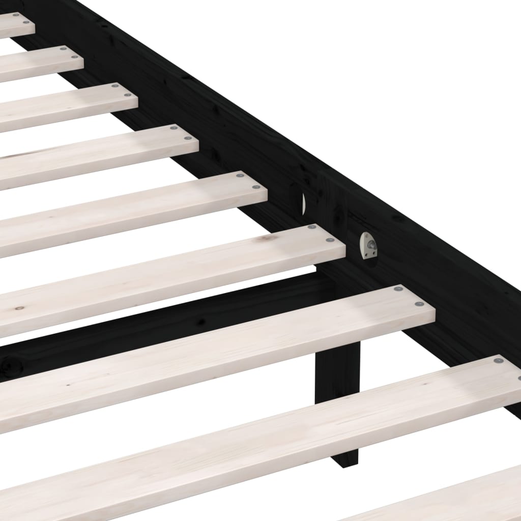 vidaXL Rama łóżka, czarna, lite drewno sosnowe, 160 x 200 cm