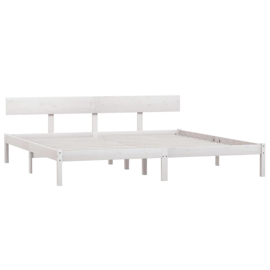 vidaXL Rama łóżka, biała, lite drewno sosnowe, 180x200 cm
