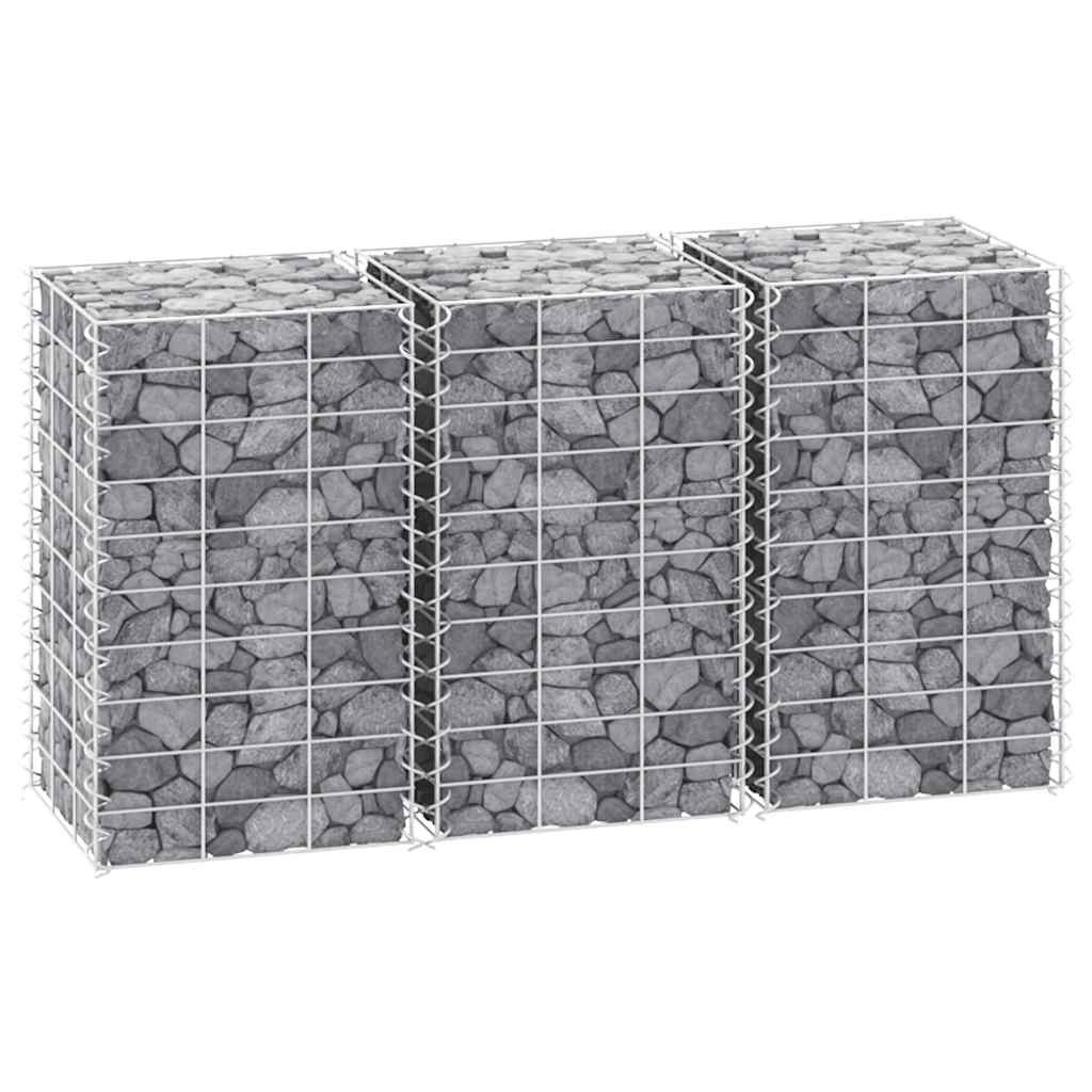 vidaXL Wysokie donice gabionowe, 3 szt., 30x30x50 cm, żelazo