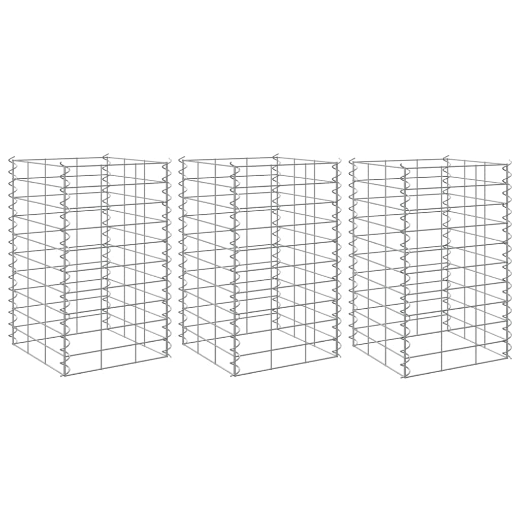 vidaXL Wysokie donice gabionowe, 3 szt., 30x30x50 cm, żelazo