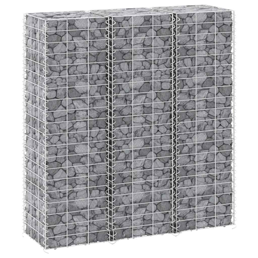 vidaXL Wysokie donice gabionowe, 3 szt., 30x30x100 cm, żelazo