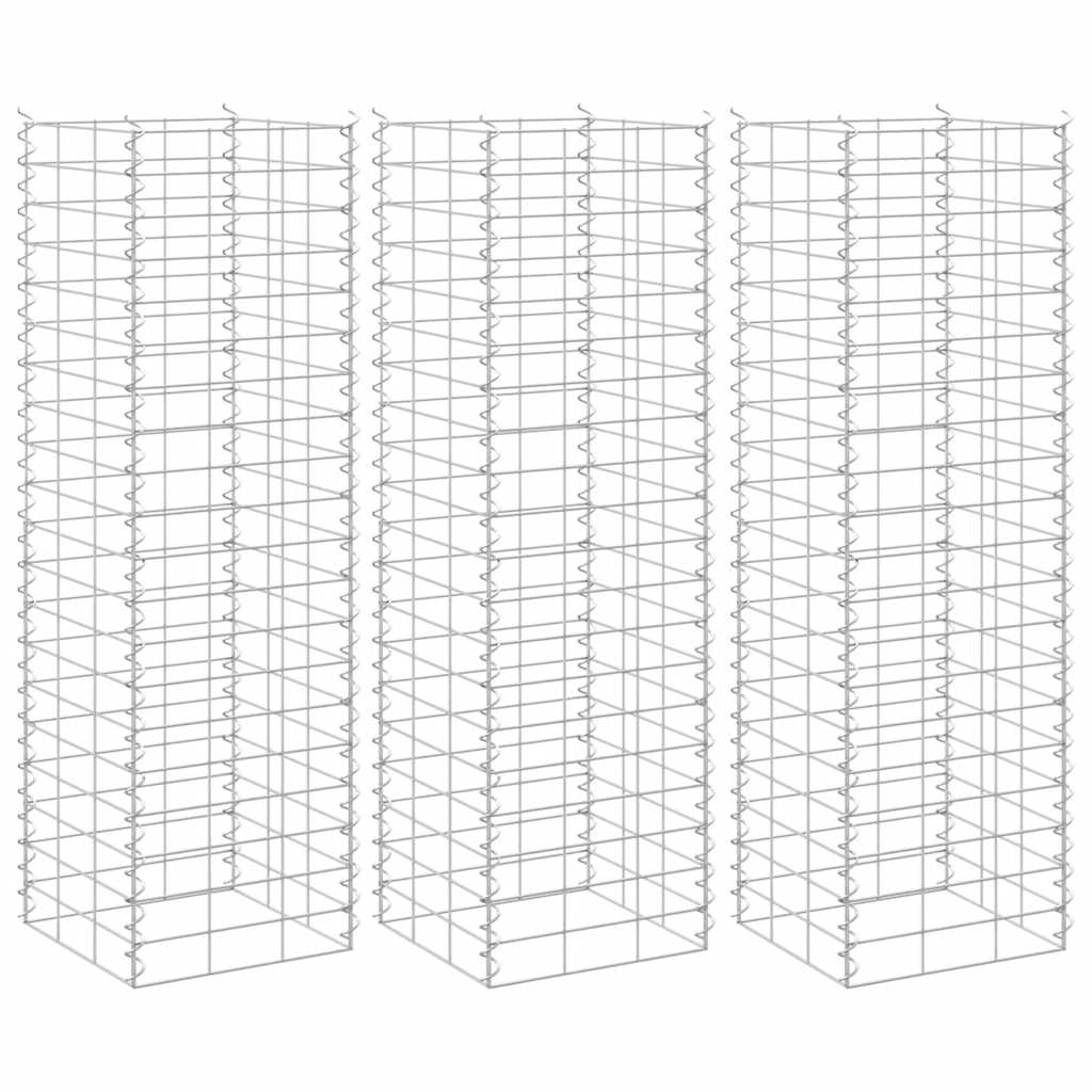 vidaXL Wysokie donice gabionowe, 3 szt., 30x30x100 cm, żelazo