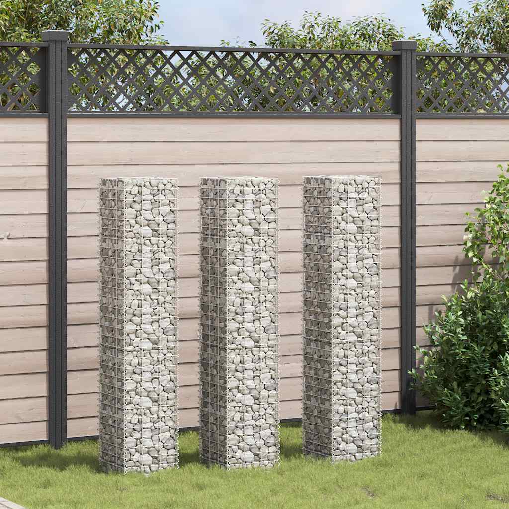 vidaXL Wysokie donice gabionowe, 3 szt., 30x30x150 cm, żelazo