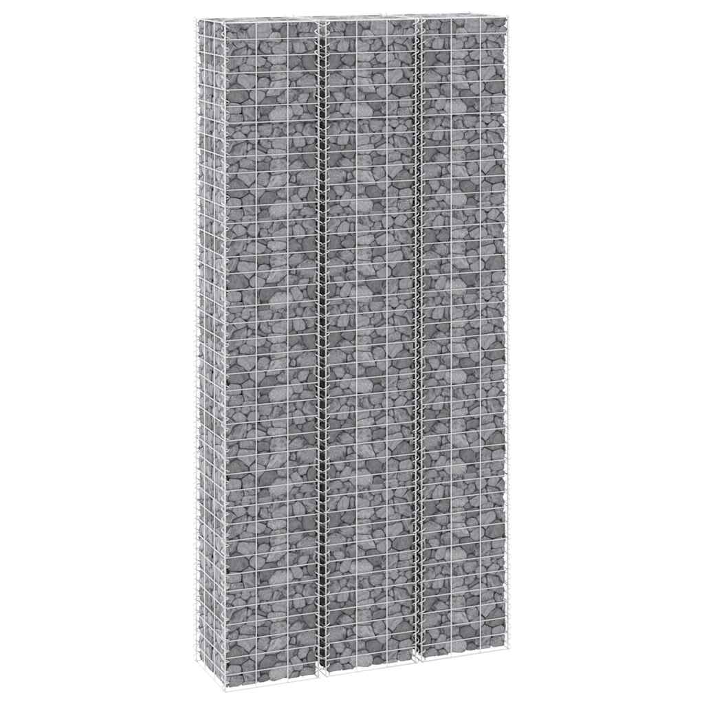 vidaXL Wysokie donice gabionowe, 3 szt., 30x30x150 cm, żelazo