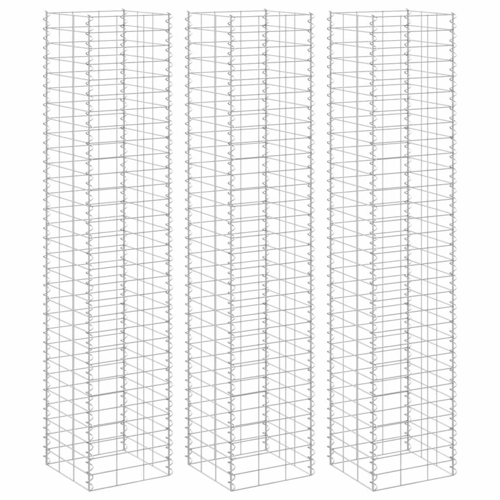 vidaXL Wysokie donice gabionowe, 3 szt., 30x30x150 cm, żelazo