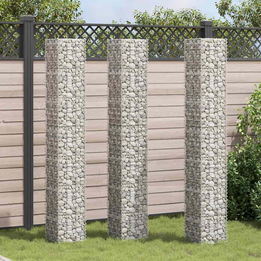 vidaXL Wysokie donice gabionowe, 3 szt., 30x30x200 cm, żelazo