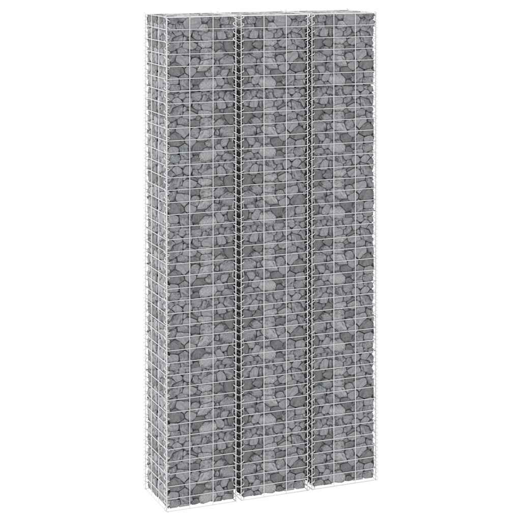 vidaXL Wysokie donice gabionowe, 3 szt., 30x30x200 cm, żelazo