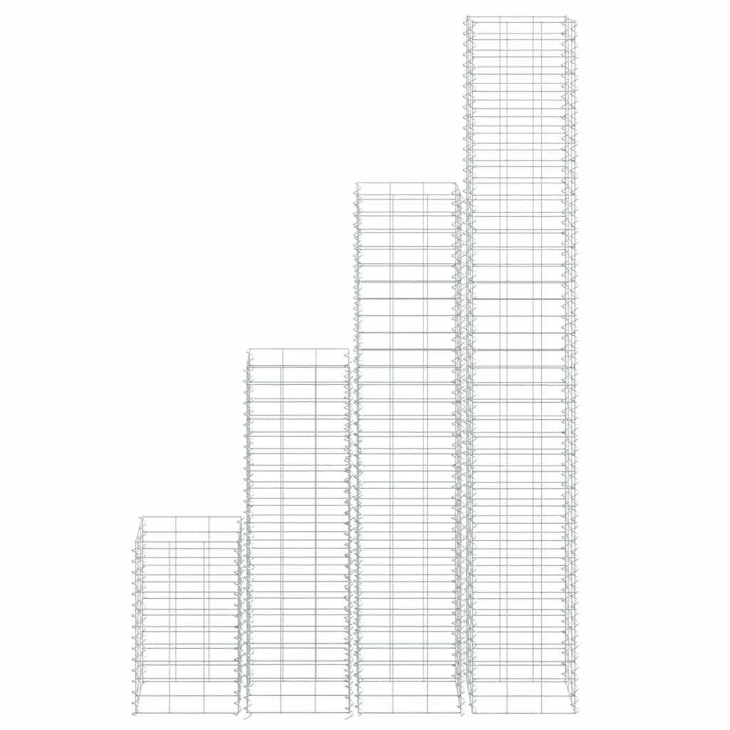 vidaXL Wysokie donice gabionowe, 4 szt., 30x30x50/100/150/200 cm