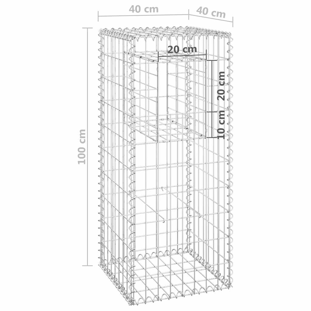 vidaXL Słupki gabionowe, 2 szt., 40x40x100 cm, żelazo