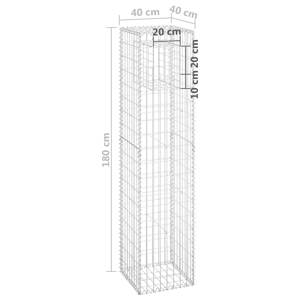vidaXL Słupki gabionowe, 2 szt., 40x40x180 cm, żelazo