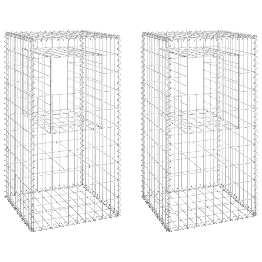 vidaXL Słupki gabionowe, 2 szt., 50x50x100 cm, żelazo